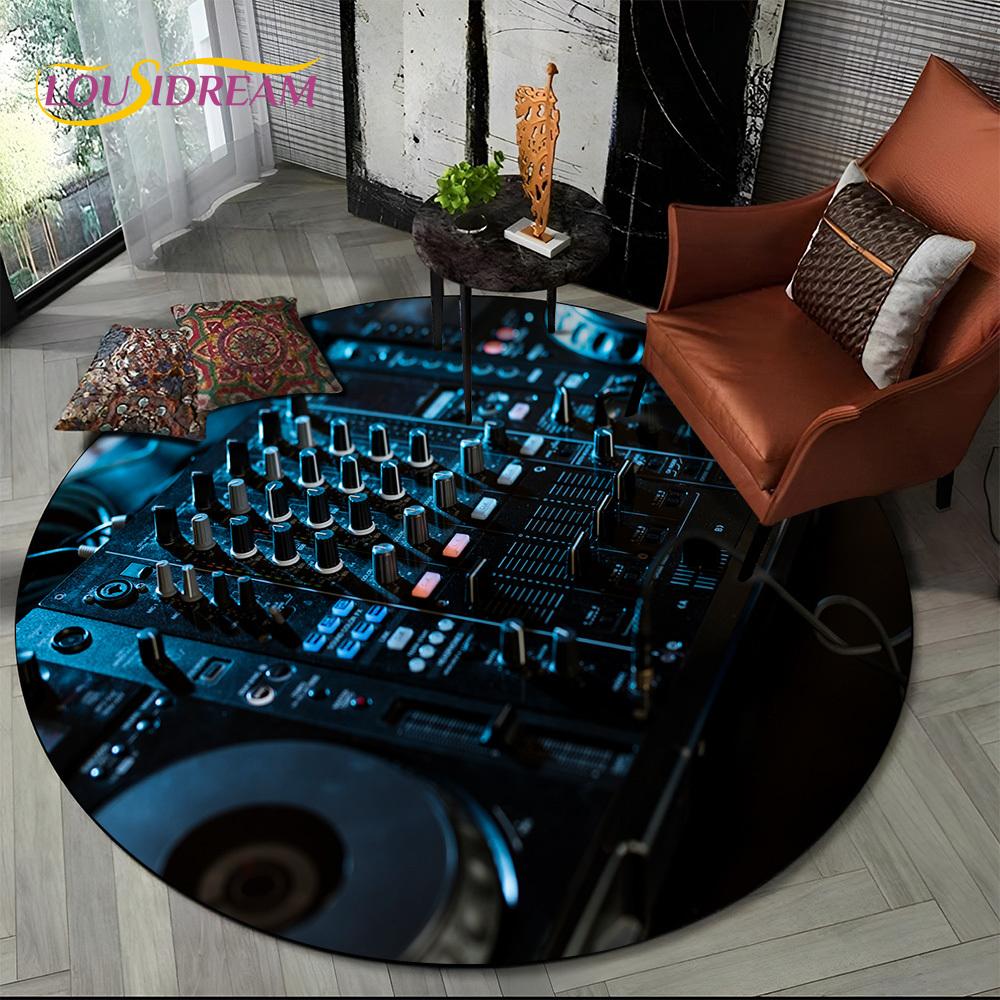 3D Vinyl Record Music DJ Screen Tape HD Round Area Rug,Carpet Rug for Living Room Bedroom Sofa Playroom Decor,Non-slip Floor Mat