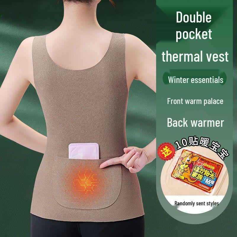 Women's Thermal Fleece Vest with Double Pockets - Seamless, Warm, and Protective Base Layer