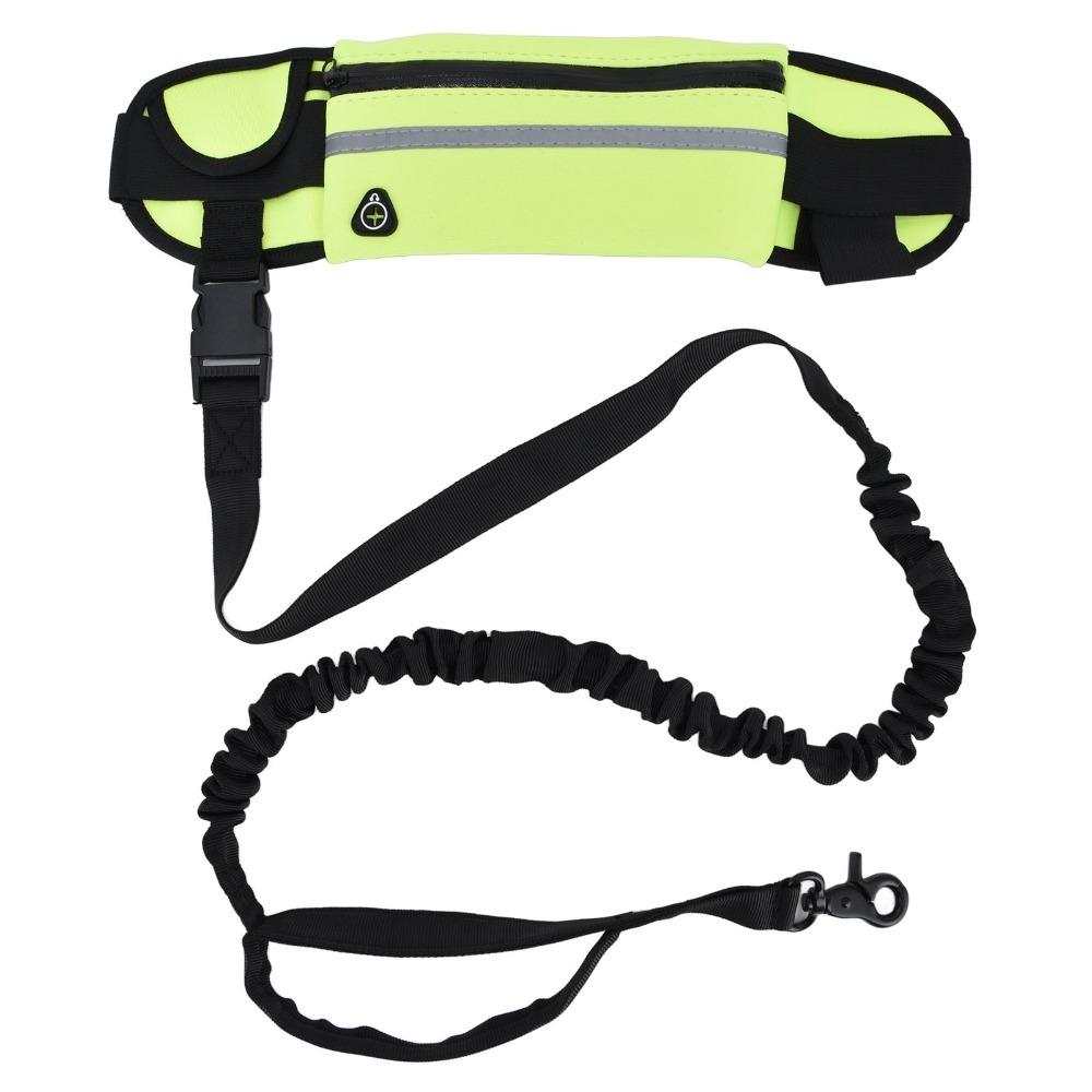Portable Reflective Dog Leash Set Elastic Anti-pull Running Dog Leash Durable Adjustable Sports Waist Bag Walking зелёный