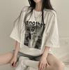 Fat MM large size white shoulder pure cotton short-sleeved t-shirt women's summer new loose casual and thin half-sleeved top ins