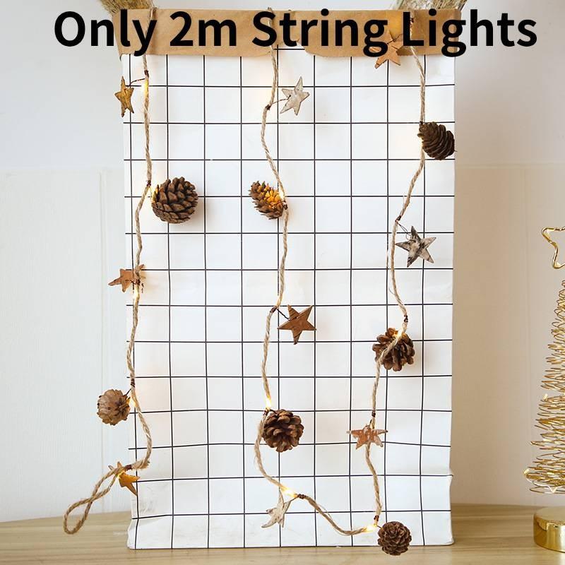2m Christmas Pine Cone Led String Light Battery Xmas Tree Garland Decors Lamp