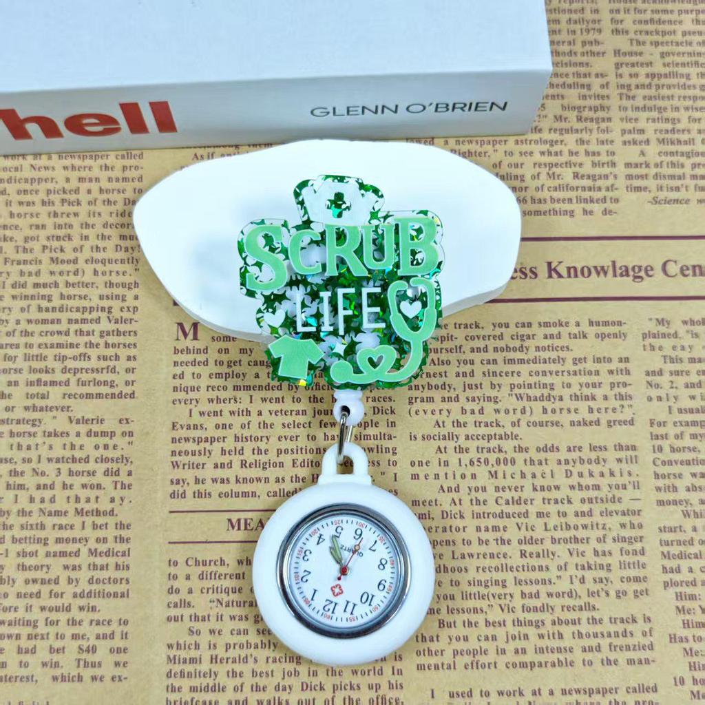 Shiny Cartoon Nurse & Doctor Badge Reel with Retractable PVC Pocket Watch Clip