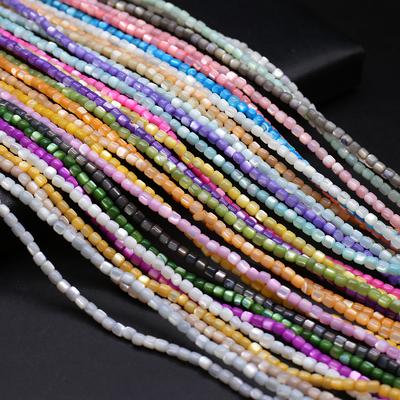 1 filo di perline di conchiglia d'acqua dolce naturale 3,5×3,5 mm, perline distanziatrici sciolte di conchiglia colorata quadrata per la creazione di gioielli, accessori per braccialetti fai da te, perline da 38 cm