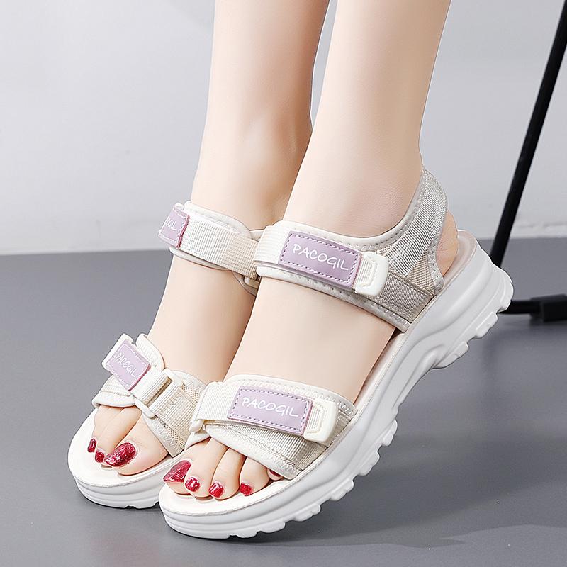 Sommer Damensandalen mit dicker Sohle Damenmode Leichte Klettverschluss Outdoor Freizeitsandalen Strandschuhe Hausschuhe für Mädchen
