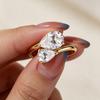 2.8cttw Pear Cut Full Moissanite Ring for Women   CopperToi Et Moi  Two Stones Ring Wedding Bands Party Fine Jewelry