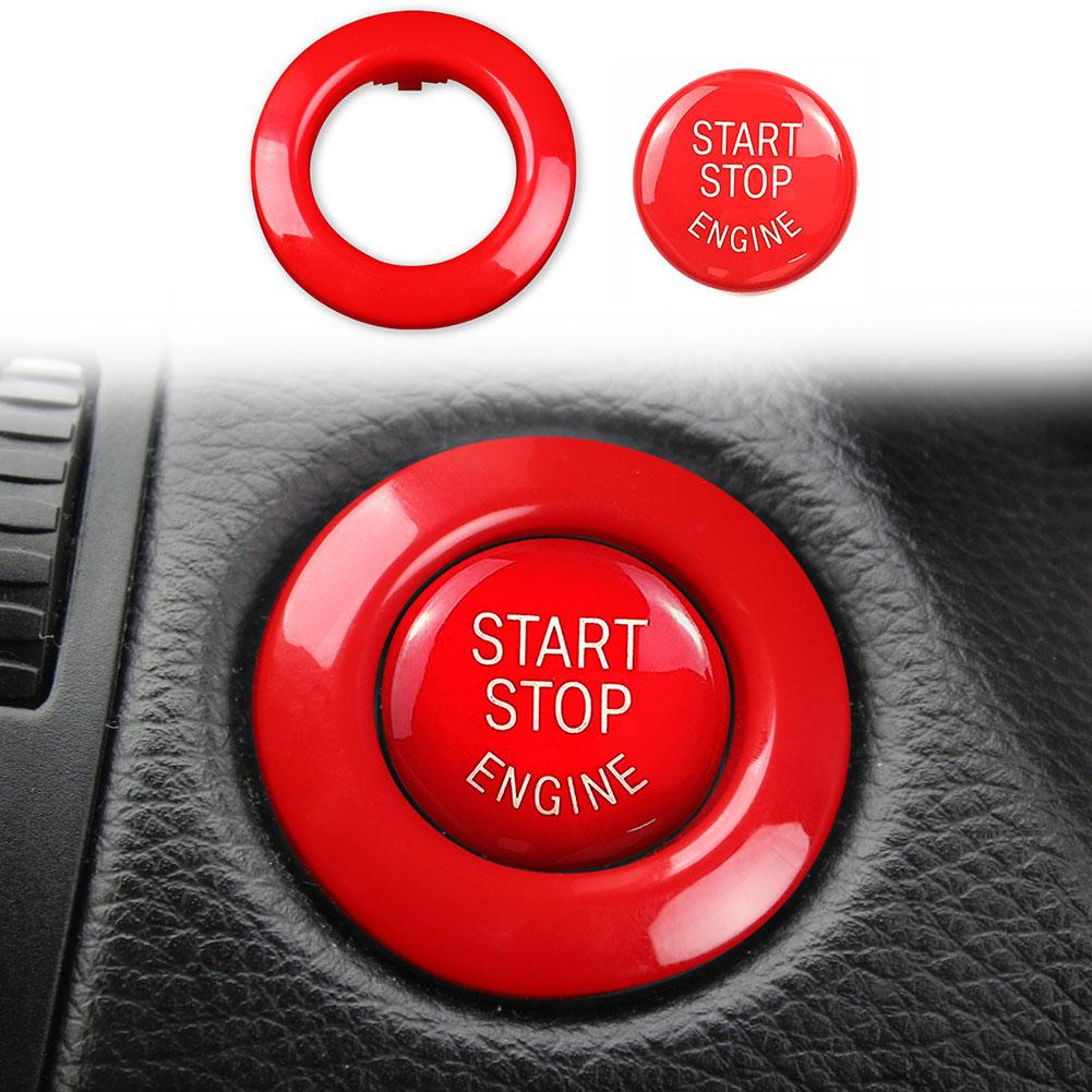 Red ABS Engine Start Stop Button Cover Outer Ring Frame for BMW 1 3 5 Series X1 X3 X5 M5 Models Years 2004 To 2015 Direct Fit