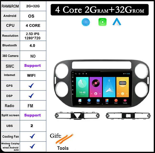 

9 lnch For Vw Volkswagen Tiguan 1 NF 2006-2016 Car Carplay Video Player GPS Navigation Multimedia Stereo Touch Screen