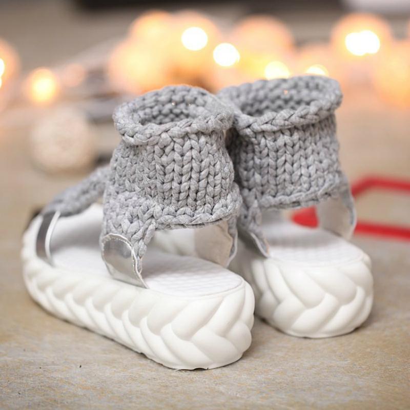 Women Sandals Spring Summer Knitted Platform Slippers Fashion Trend Casual Shoes Outdoor Breathable Comfortable Beach Footwear