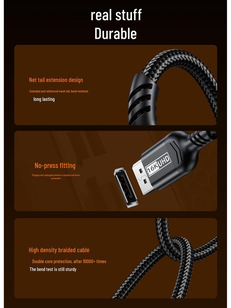 DP 2.1 Gaming Cable: 16K HD Video Cable Compatible with 8K/4K for Computer Graphics Card Display