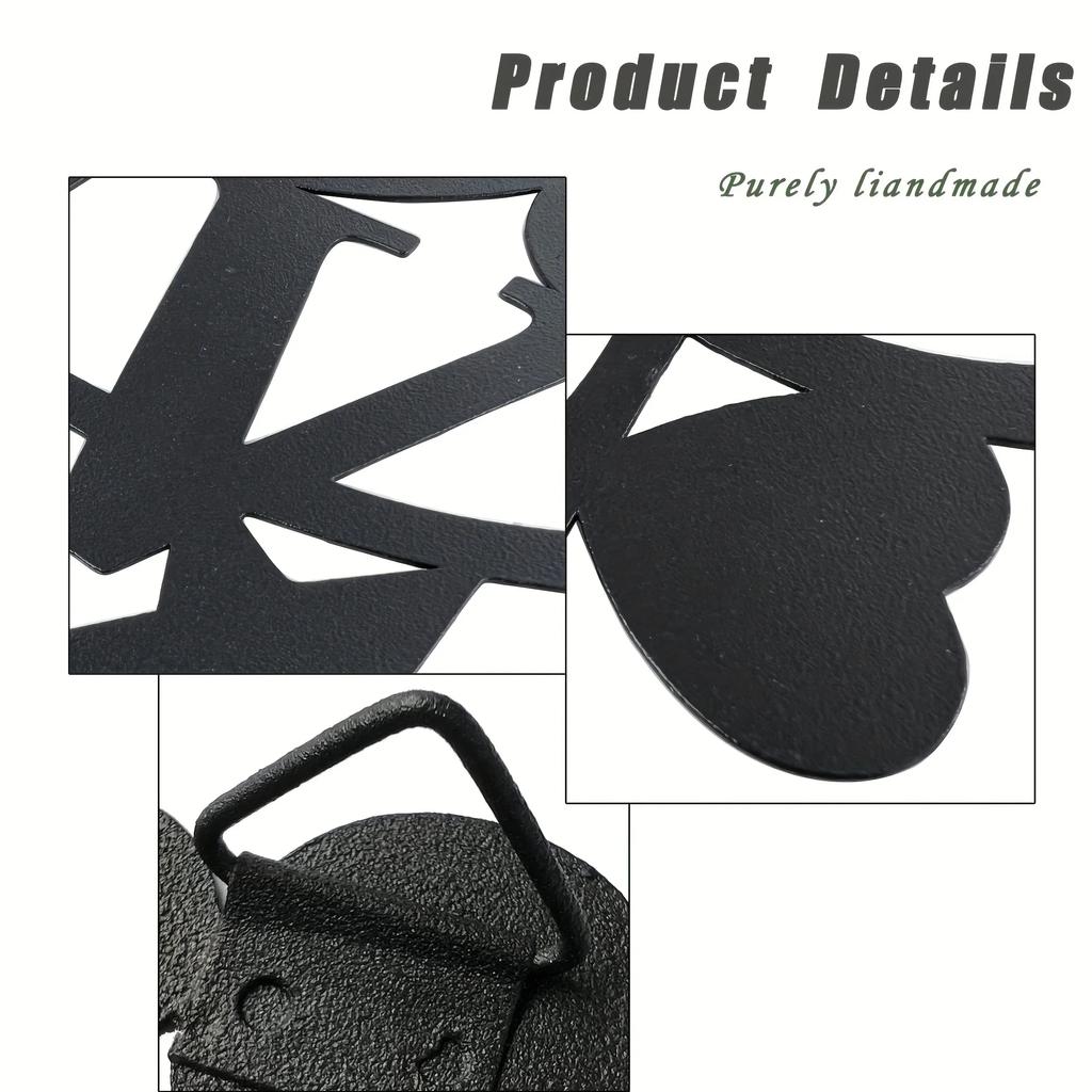 3pcs/Set Metal Bless Wall Decor "Love" "Live" "Laugh" Matte Black Silhouette Wall Hanging Stylish Living Room