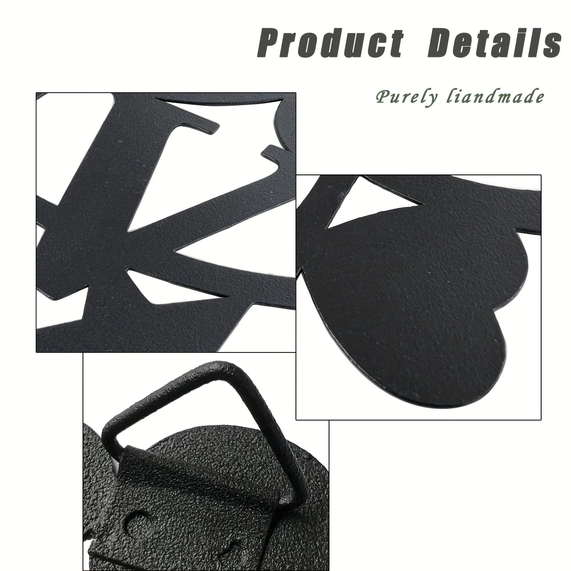 3 шт./Набор Металлический Декор для Стен Благословение Люби Живи Смейся Матовый Черный — фото 8