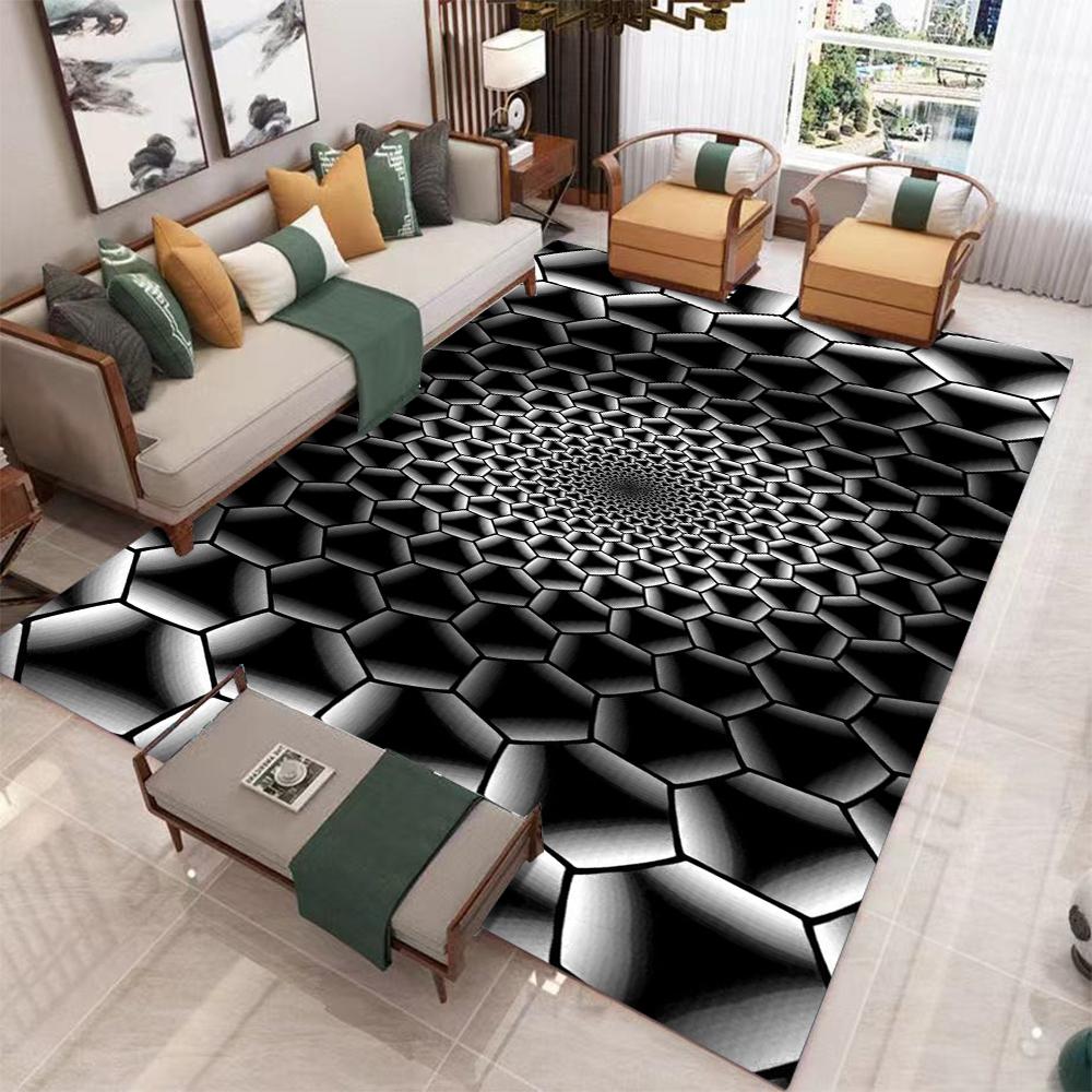 

3D Optical Illusion Tunnel Area Rug Modern Art Geometry Hole Home Decor Carpet Soft Non-slip Floor Mat for Living Room Bedroom 40X60cm