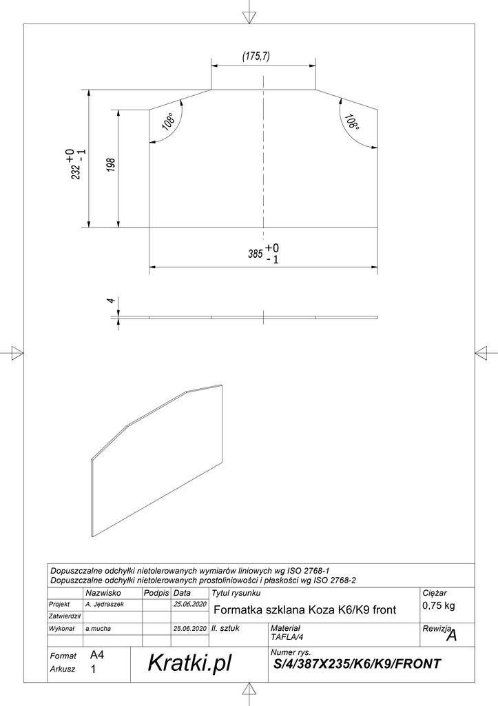 Glass for Stoves K6 and K9 (front)