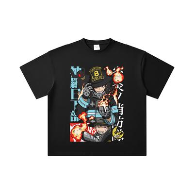 260 GSM Double Yarn 32 Count 100% Cotton Fire Force V2 Print Unisex Heavy Cotton T Shirt