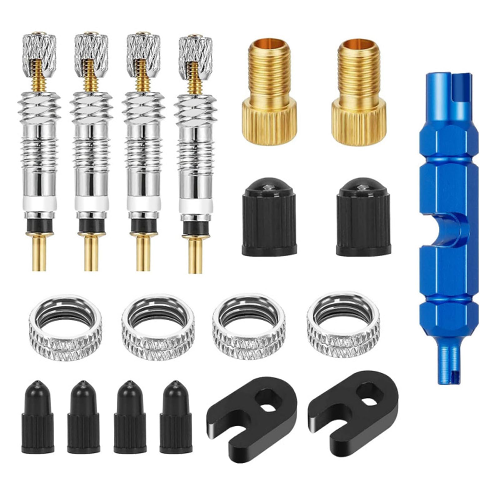 

Presta Valve Core Bicycle Valve French Valve Core Conversion Adapter Bicycle Road Tire Air Valve Replacement Tool Wrench Tool Kit of (Набор 19)