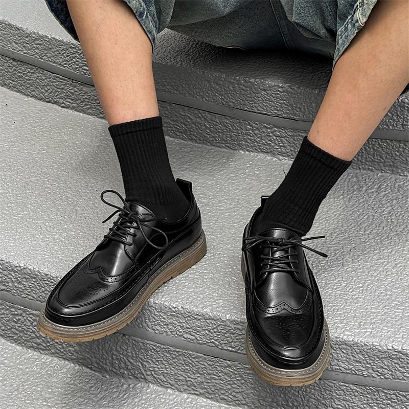 Fashion Brogue Men's Leather Shoes Fashion Designer Style Office and Leisure Business Black Shoes OUTDOOR Plus Size Young Versatile