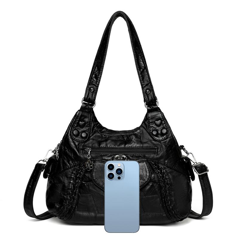 Middle-aged Mother Bag Women's Crossbody Bag Large Capacity Soft Leather Hand Shoulder Bag