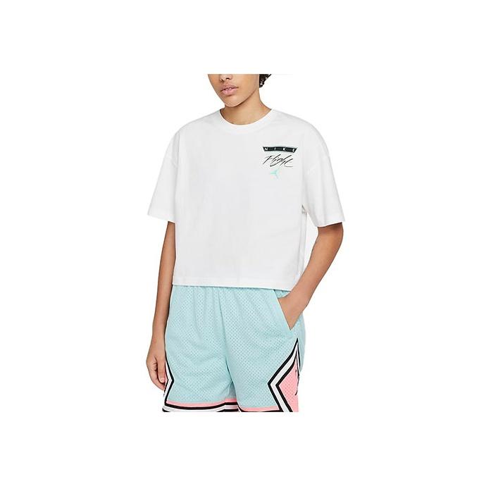 Jordan Essential Casual Sports Round Neck Print Short Sleeve T-Shirt Women Tops White DC2154-100