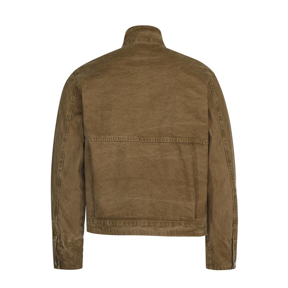 Jachetă Patchwork cu Guler Înalt pentru Bărbați, Stil Stradal European și American - Trendy, Versatilă, Croială Largă, Top de Lucru.