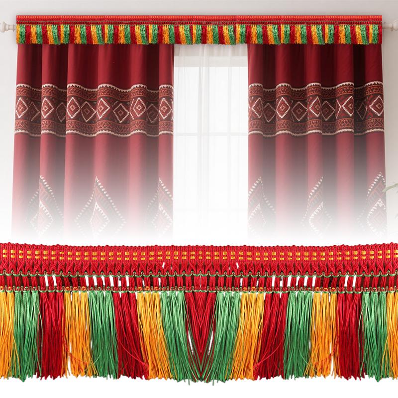 Color Tassel Lace Trim Polyester Fringe Trim Tricolor Ethnic Style Ribbon Sewing Garment Accessories Curtain Lace DIY Decor