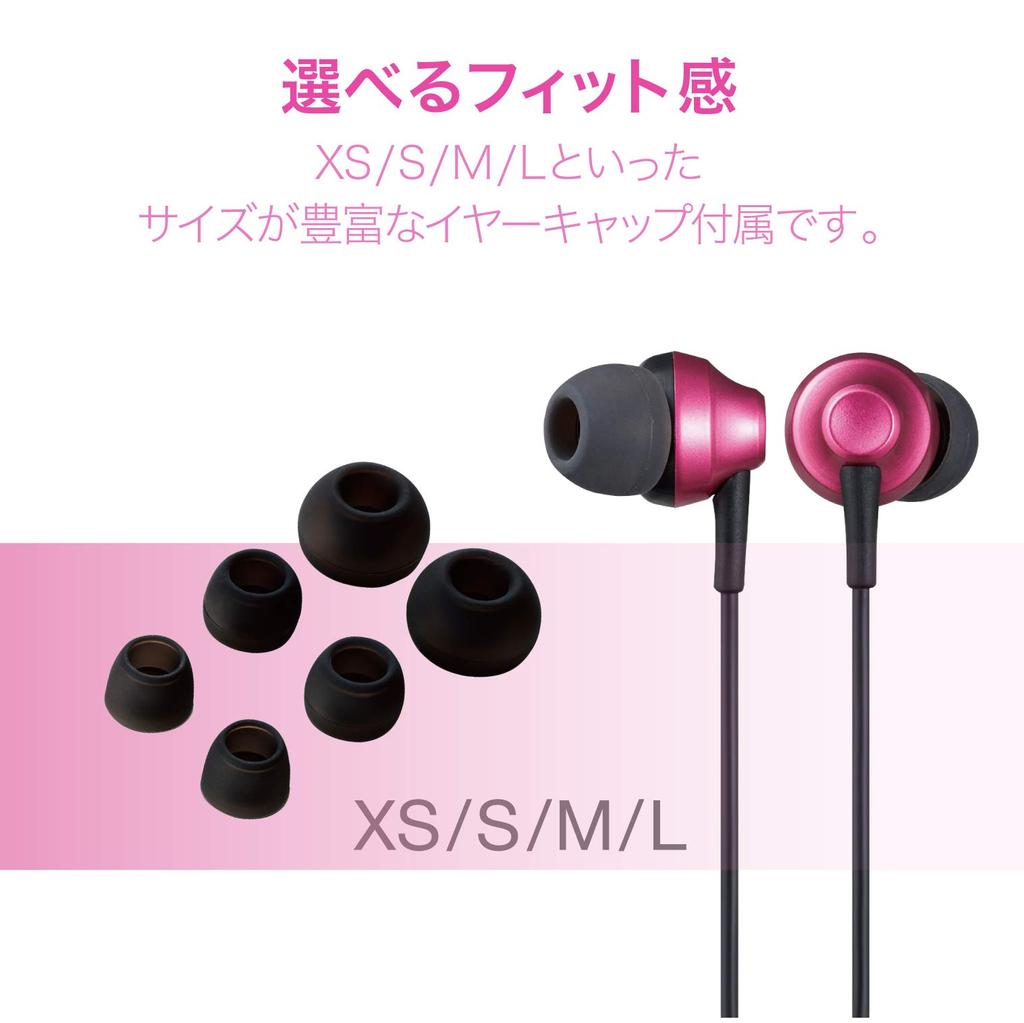 Elecom Fast Music LFS12C Stereo Earphones, In-Ear Type, Lightning with Microphone, 10.0mm Diameter, Heavy-Duty Cable, Pink, EHP-LFS12CMPN, 1.2m