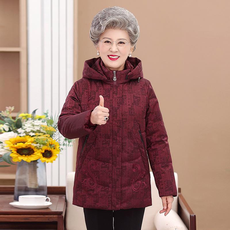 

Women s 90% Duck Down Jacket - Warm, Thickened, Plus Size for Middle-Aged & Elderly 3XL червоний