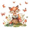 Cartoon Fox Reading Children's Room Kindergarten Wall Beautification Wall Stickers Self-adhesive