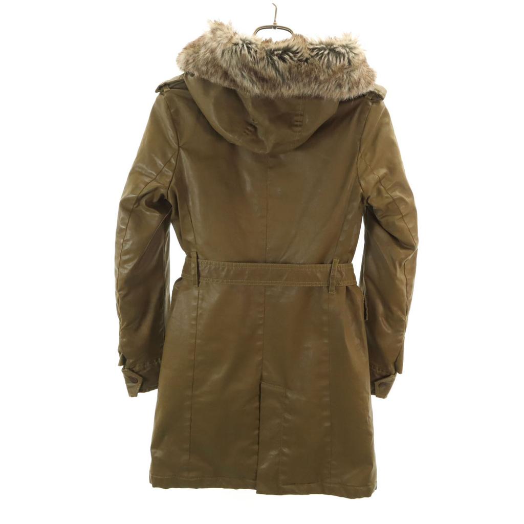 Diesel Faux Leather Coat XS Khaki Women Used
