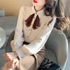 Bow Tie Design Shirt for Women's Spring New Style French Top Fashionable Chic Shirt