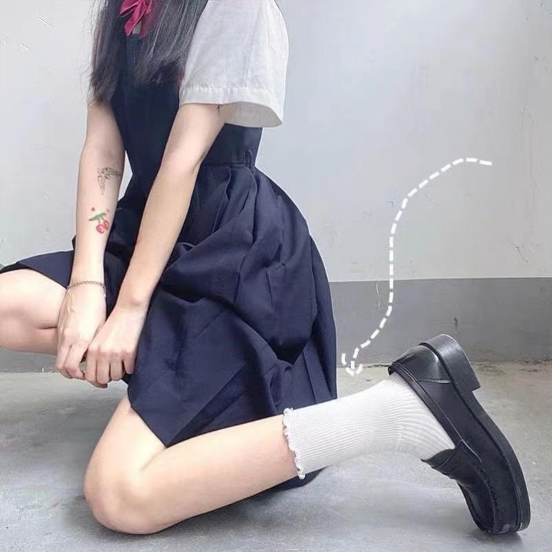 5pairs Cotton Ruffles Ankle Socks Women Lolita Cute Kawaii Korean Stocking Girl Spring Black White Middle Tube Japanese Sox