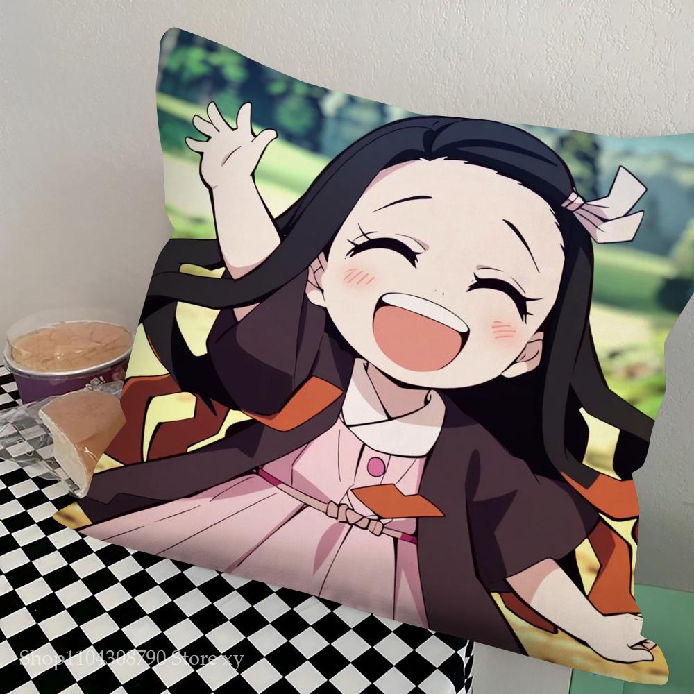 Nezuko Animation Demo Slayer Klinge Kissenbezug Quadratisches Kissen Schlafzimmer Sofa Freizeit Komfort Kissen Auto Wohnzimmer Heimdekoration