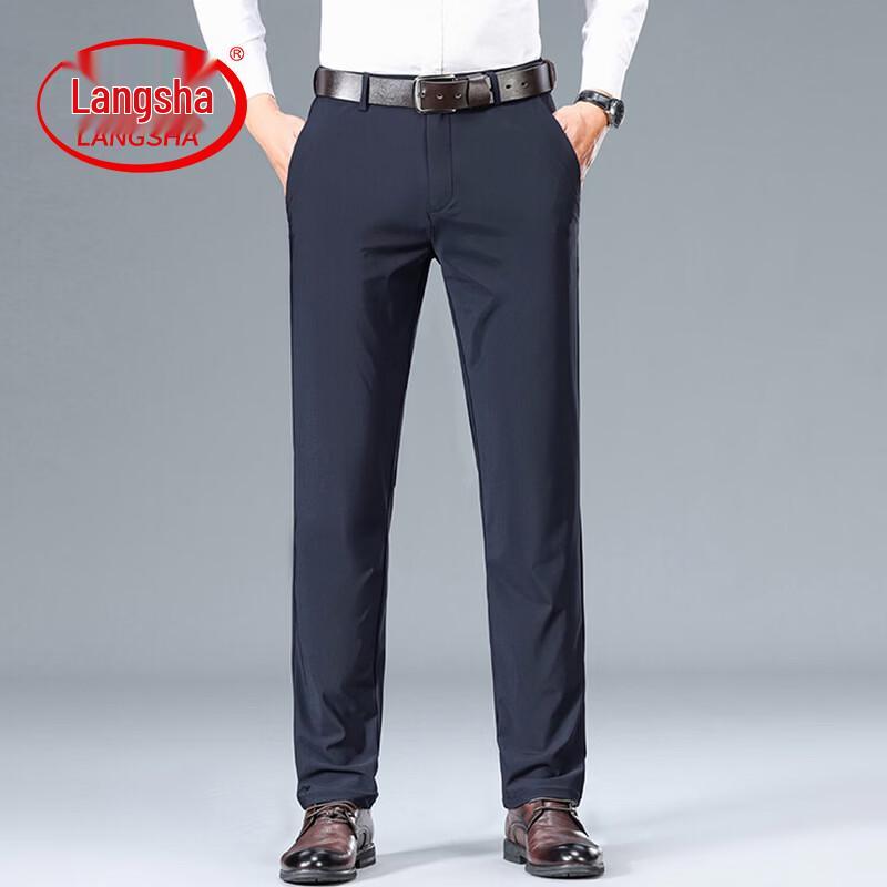 

LangSha Men s High-Elastic Business Casual Straight Trousers 38