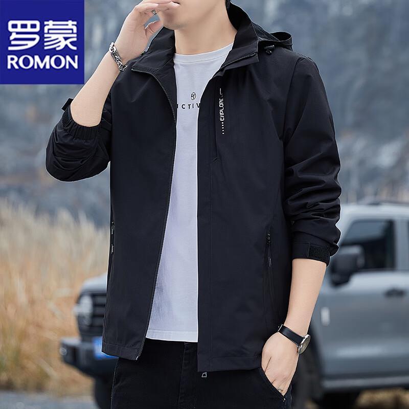 ROMON Men's Hooded Casual Jacket