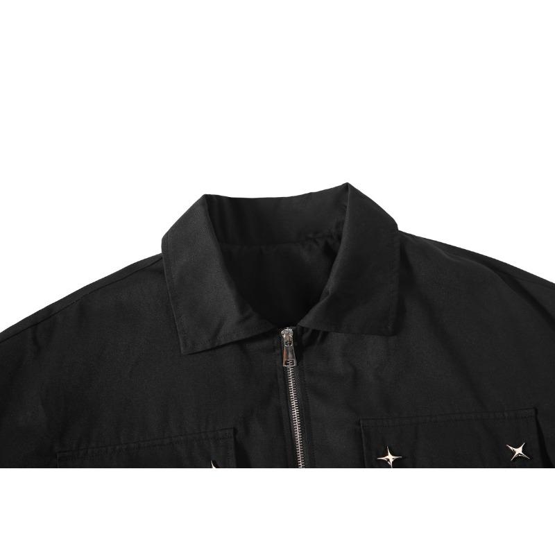 Spring and Autumn Cargo Jacket Men's Lapel Casual Solid Color Retro Casual Men's Plus Size Fashion Jacket Loose