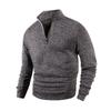 Felpa con Mezza Zip da Uomo in Pile Dolcevita Pullover con Etichetta in Pelle Maglioni alla Moda Uomo Outdoor Collo Alto Manica Lunga