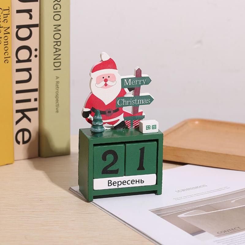 Christmas Mini Wooden Countdown Calendar Ornament Adjustable Date Children Holiday Gifts For Desktop
