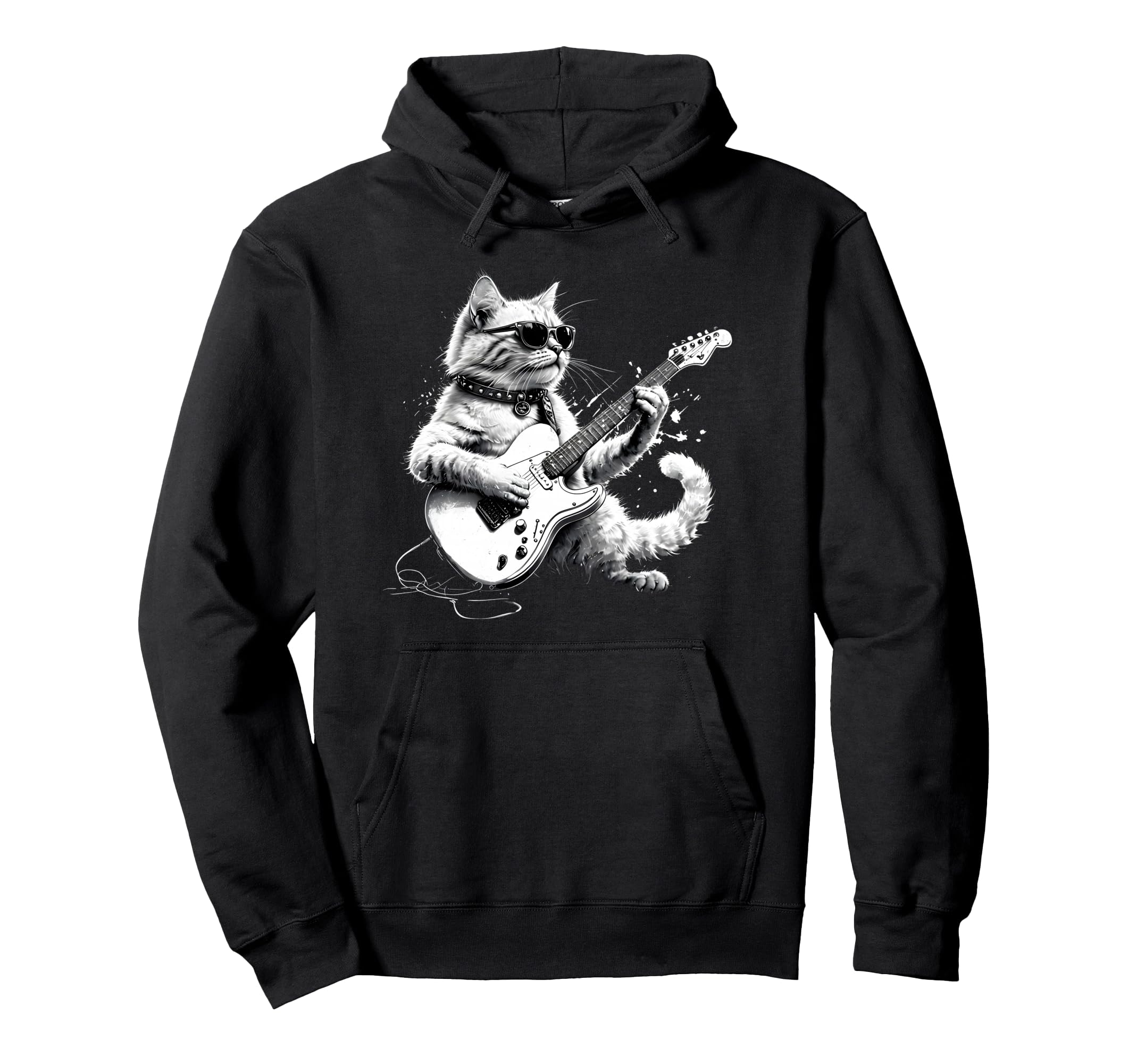 

Rock Cat with Guitar and Sunglasses Cat Music Cat Electric Guitar Rock Cats Hoodie