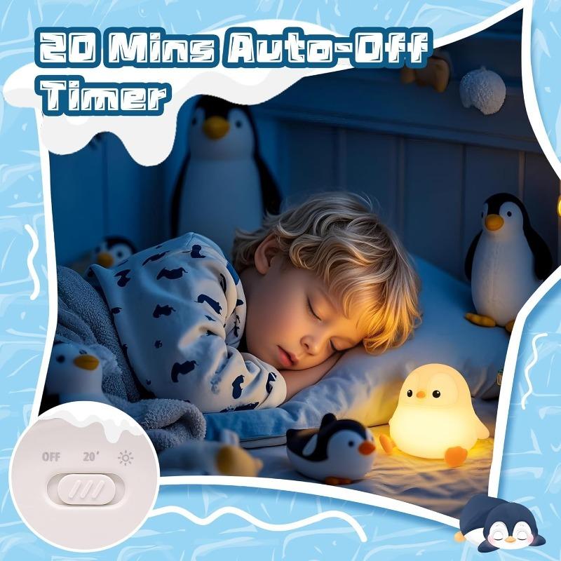 1PC Penguin Baby Little Penguin Night Light Patting Light USB Rechargeable Atmosphere Creative LED Light Household Goods
