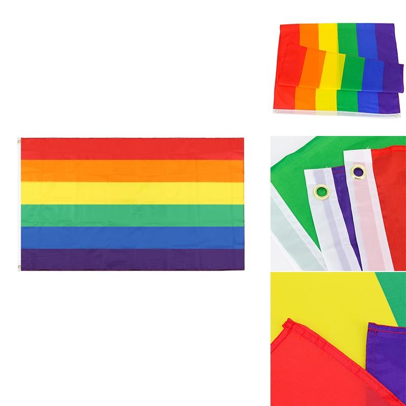 Gay Rainbow Lgbt Pride Festival Parade Flag 5ft X 3ft Hand Waving String Flag