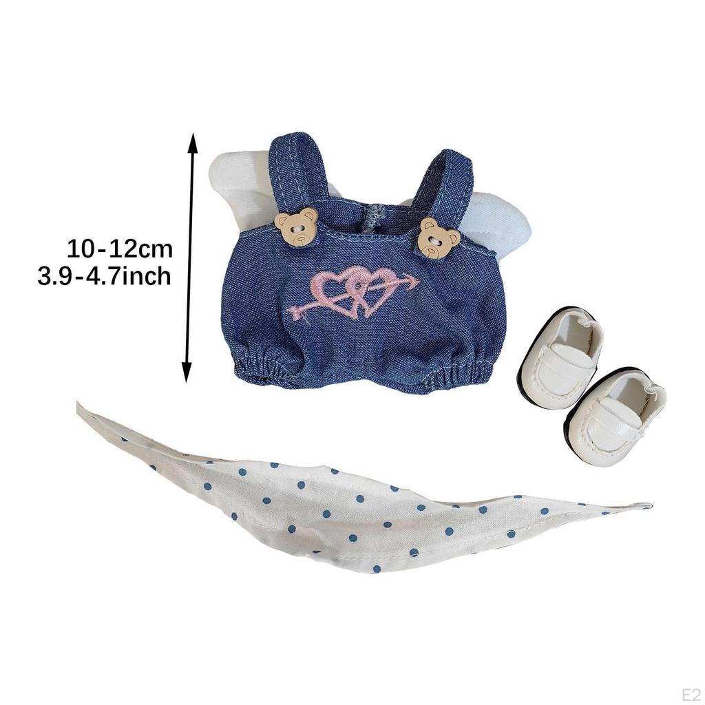 Stuffed Animals Accessories,Plush Doll Bib Overall with Scarf and Shoes for 15cm or 10 Cm