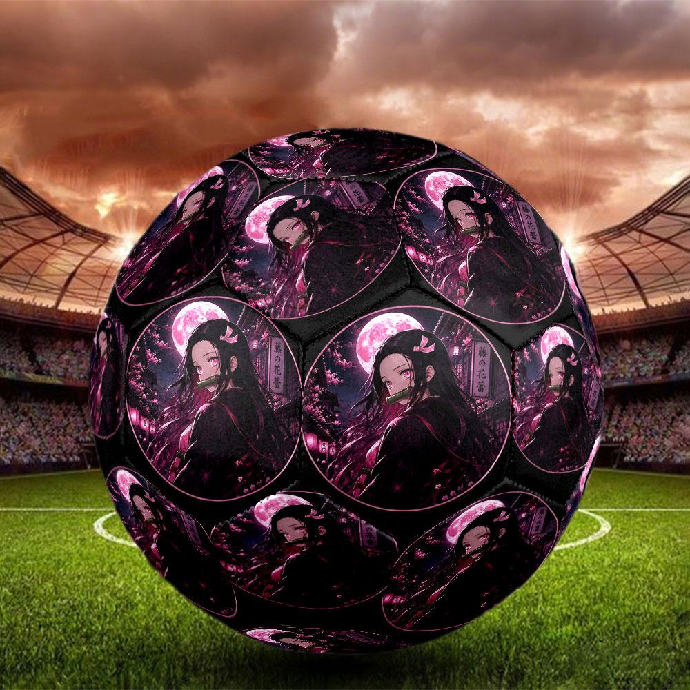 Demon Slayer Print Size 5 Soccer Ball, Standard Match Football for Sports Game and Team Practice, Ideal Gift for Soccer Fans