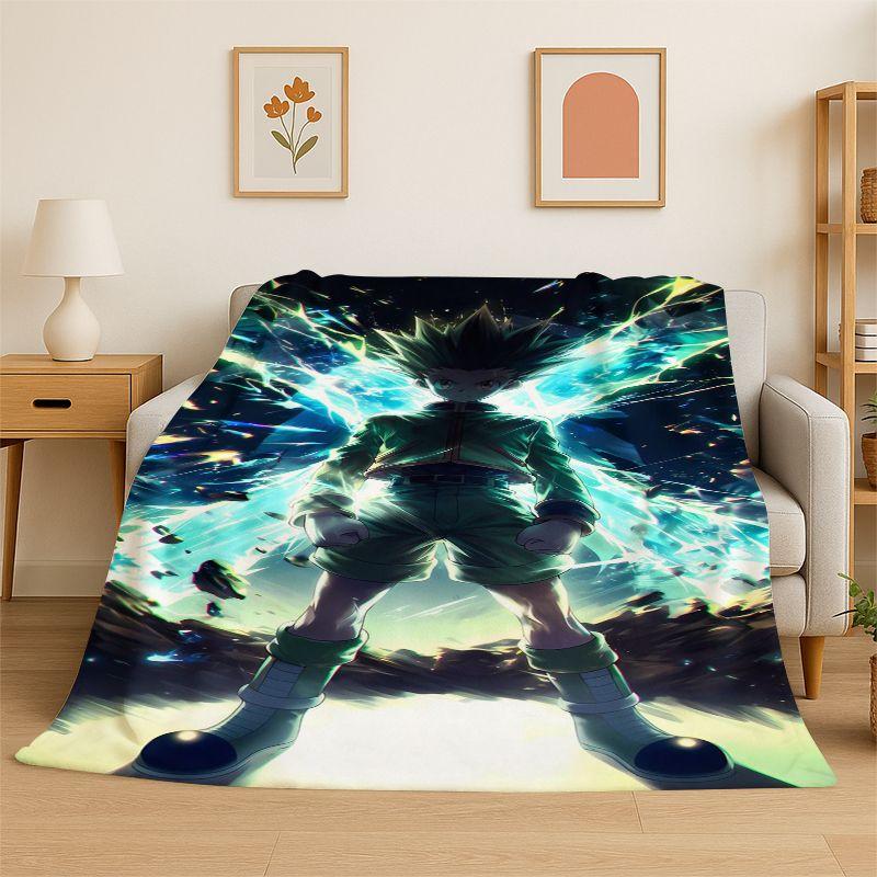 Anime Hunter × Hunter HxH Cartoon Flannel Blanket Soft Warm Throw Blanket for Bedroom Living Room Bed Travel Camping Picnic