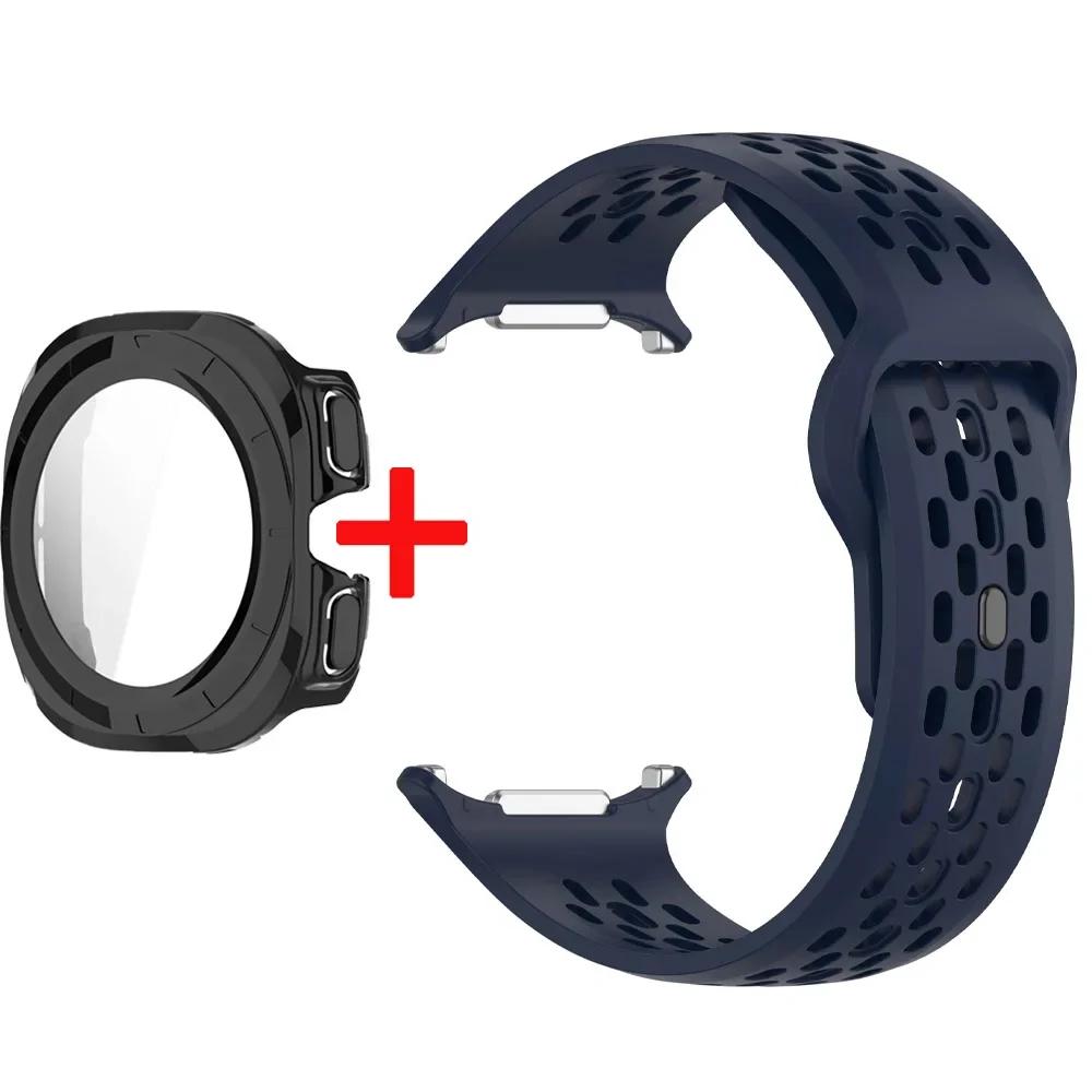 Silicone Strap+Case For Samsung Galaxy Watch Ultra 47 Sport Watchband Bracelet for Galaxy Watch Ultra Tempered Glass Cover Band
