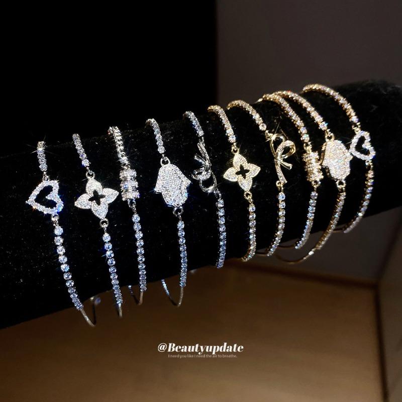 Zircon Love Bow Round Arrow Flower Pendant Bracelet Fashion Versatile Bracelet Light Luxury High-end Jewelry