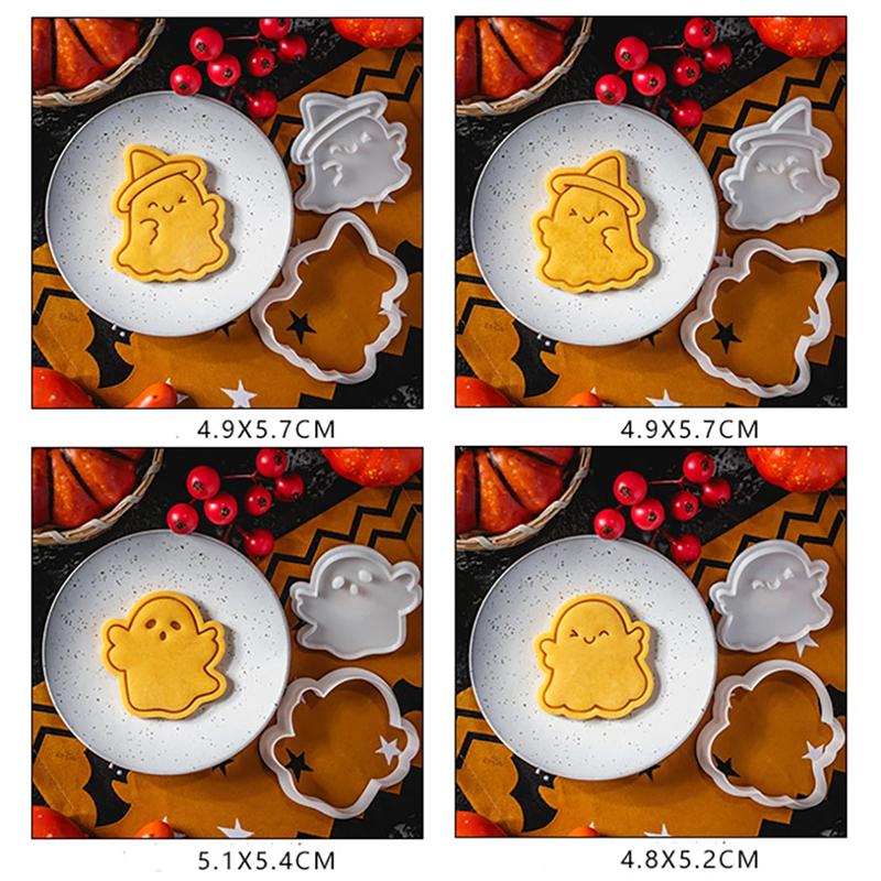 Halloween Themed Cookie Cutter 3D Plastic Adorable Ghost Biscuit Mold Fondant Stamp DIY Cake Decoration Baking Mould