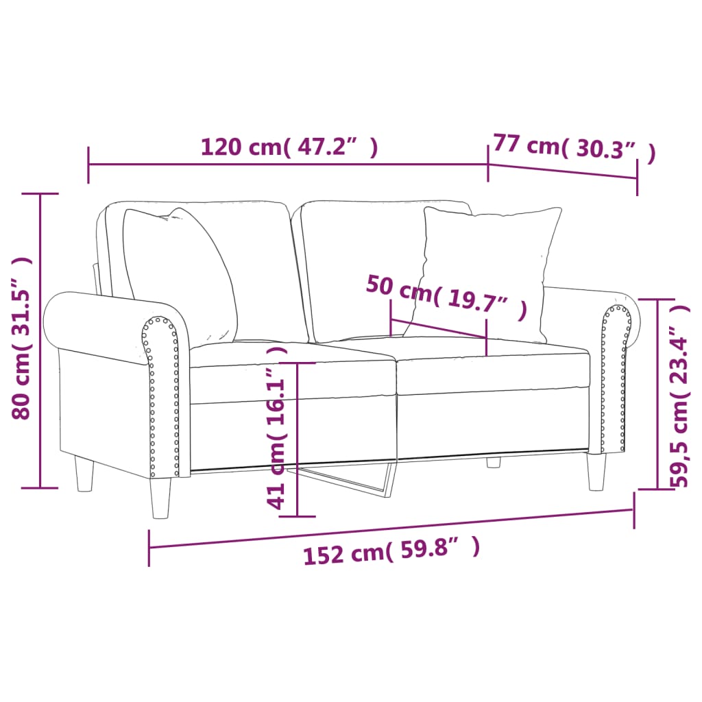 Vidaxl 2-Seater Sofa With Cushions, Dark Grey, 120 Cm, Velvet