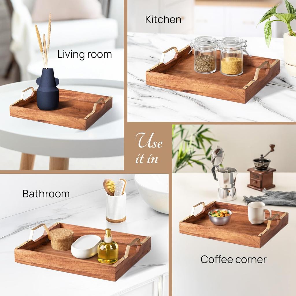 Holztablett, Wooden Snacks Serving Tray (15 Zoll),  Nestroots
