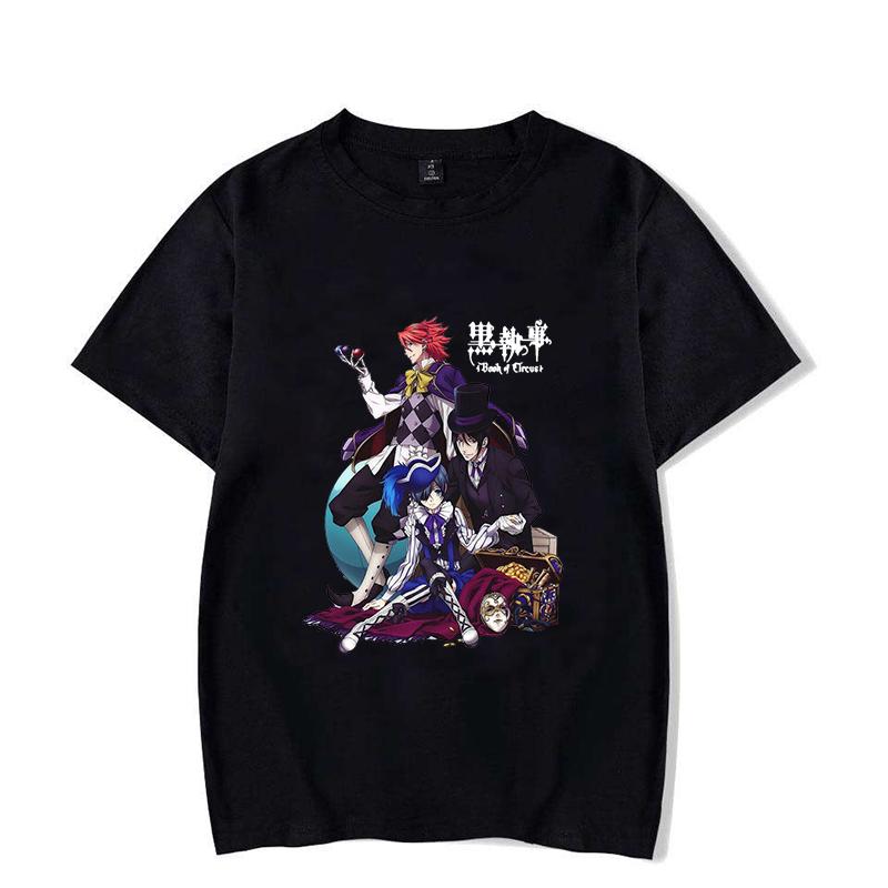 Hot Anime Black Butler Sebastian Michaelis Ciel Phantomhive Printed T-shirts Men Women Summer Casual Short Sleeved T-shirts