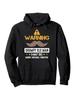 Casual Hoodie with "WARNING: GRumpy Old for Man" Print - Black Pullover with Yellow & White Design