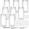 8 Pack plastic Snow Globe Tumbler, 16 Oz Double Wall Plastic Can with Lid and Straw, Plastic Mason Jar Mug for Snow Globe Glitter DIY Gift (Clear)